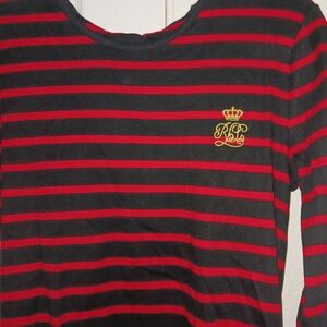 Lauren long sleeve black and red striped shirt